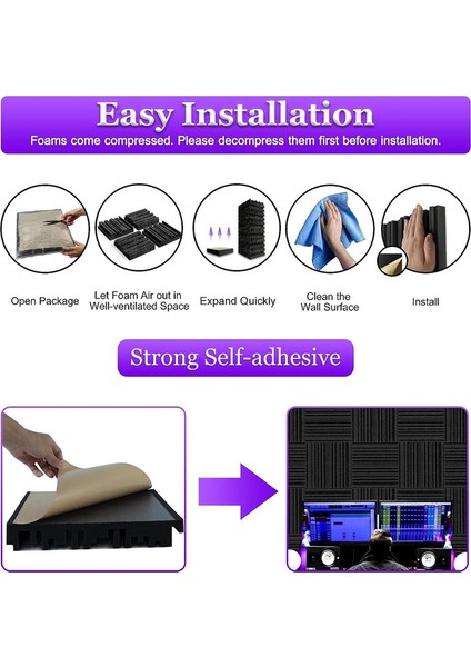 6 Pcs Kendinden Yapışkan Akustik Köpük Paneller, 12 x 12 x 2 Inç Ses Emici Köpük, Stüdyo Ses Geçirmez Köpük Siyahı Kayıt (Yurt Dışından) modelleri