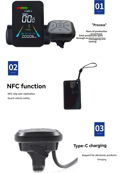 F3 E-Bike Nfc LCD Ekran Animasyonlu Renk Metresi 24V/36V/48V/60V Uart Elektrik Scooter Nfc LCD Metre Hız Gösterimi 5pin (Yurt Dışından) fırsatları