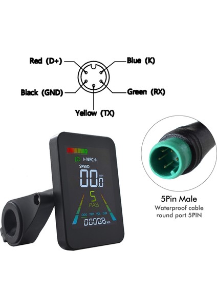 F3 E-Bike Nfc LCD Ekran Animasyonlu Renk Metresi 24V/36V/48V/60V Uart Elektrik Scooter Nfc LCD Metre Hız Gösterimi 5pin (Yurt Dışından) indirimleri