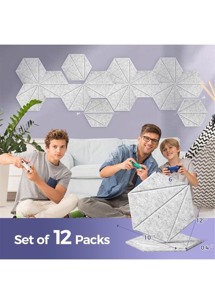 12 Paket Akustik Köpük Panelleri 12X10X6X0.4 Inç, Kendi Kendine Yapışkan Ses Geçirmez Köpük Duvar Panelleri, Akustik Gümüş Gri Için (Yurt Dışından) fırsatları
