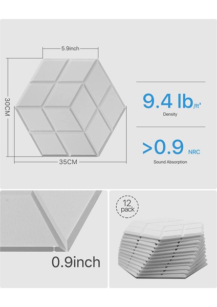 12 Paket Kendinden Yapışkan Akustik Ses Geçirmez Köpük Panelleri 13.8 x 12 X0.4inch, Stüdyolar/kayıt Stüdyoları/ofisleri Için, Beyaz (Yurt Dışından) fiyatları