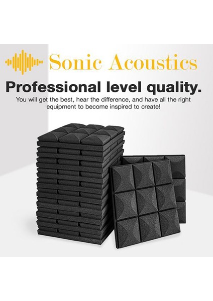 12PCS Akustik Köpük Paneller Ses Geçirmez Köpük Duvar Panelleri Stüdyo Ses Geçirmez Köpük Ses Yalıtımı Duvarı Ktv Oda-Siyah (Yurt Dışından) modelleri