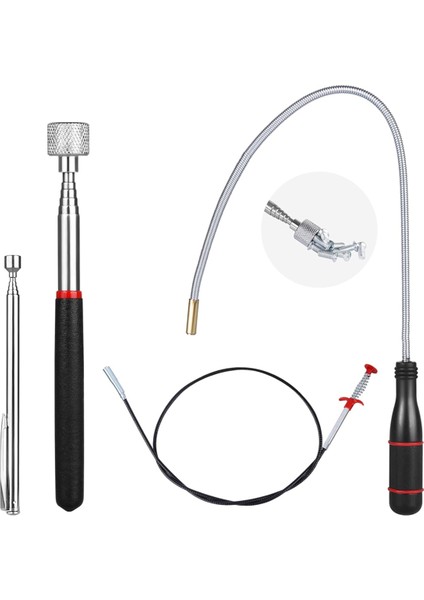 4 Paket Teleskoping Mıknatıs Pick-Up Aracı Seti, Uzatılabilir Manyetik Teleskoping Pikap Aracı 1-15 Lb &amp; 23INCH Bükülebilir Yay (Yurt Dışından)