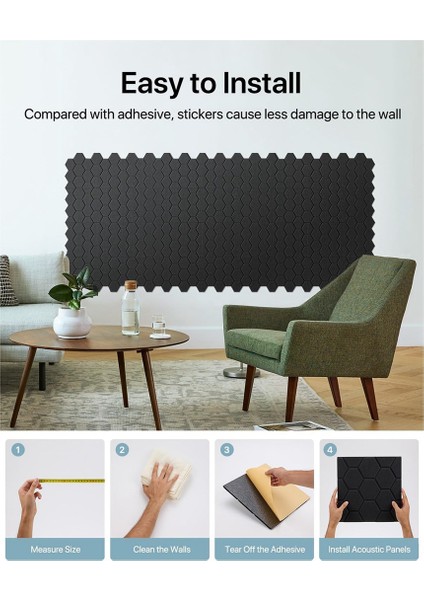 12 Paket Ses Geçirmez Duvar Panelleri Duvar, Stüdyo, Ev ve Ofis Siyahı Için Kendi Yapışkan Akustik Duvar Panelleri (Yurt Dışından) fırsatları