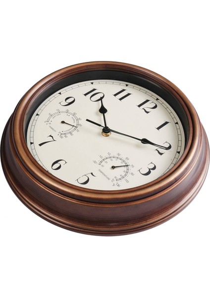 12 Inç Duvar Saati, Termometre ve Higrometre Ekranlı Retro Su Geçirmez Saat, Iç Mekan/dış Mekan Için Gürültüsüz Saat (Yurt Dışından) fiyatları