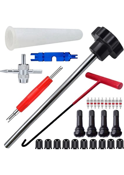 30PC Araç Hızlı Değiştirme Lastik Valf Araç Kiti Valf TR413 Valf Değiştirme Tortu Takma Aracı Kiti A (Yurt Dışından)