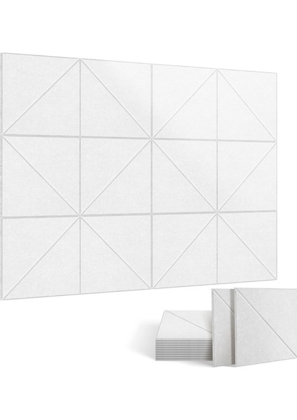 12 Paket Akustik Panel, 12 x 12 Inç Dekoratif Ses Yalıtma Panelleri, Duvar ve Tavan Akustik Paneller Beyaz (Yurt Dışından)