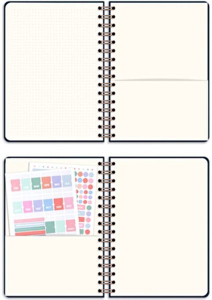 Matt A5 Spiralli Keten Süresiz Planlayıcı Ajanda Lacivert 15x21 cm 104 Yaprak