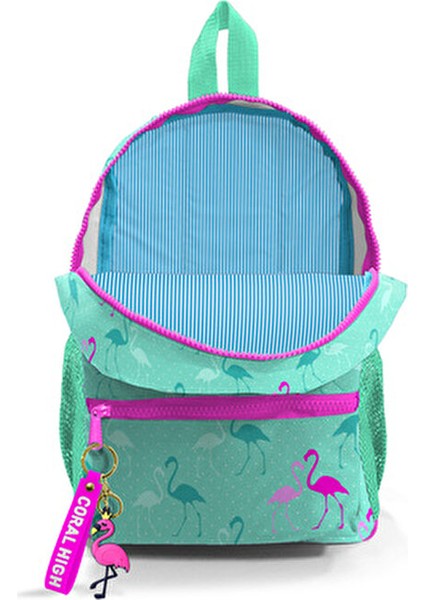 Coral Anaokulu Çantası Su Yeşili Flamingo Desenli İki Bölmeli 10 cm Derinlik 22 cm Genişlik 33 cm Yükseklik fırsatları