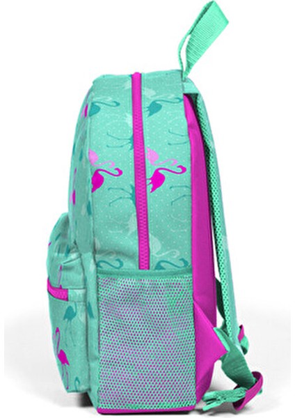 Coral Anaokulu Çantası Su Yeşili Flamingo Desenli İki Bölmeli 10 cm Derinlik 22 cm Genişlik 33 cm Yükseklik indirimleri