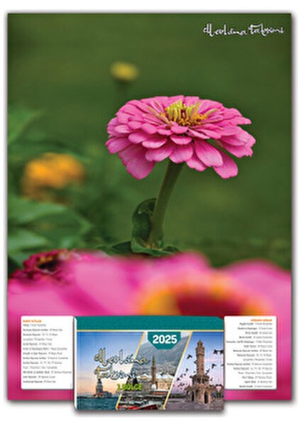 Mevlana 2025 Yapraklı Blok Duvar Takvimi 2. Bölge 13x8 cm Namaz Vakitleri ile