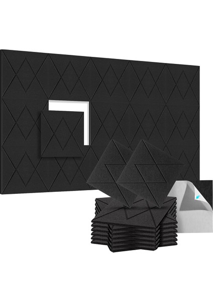 12 Paket Akustik Köpük Panelleri 12X12X0.4INCH, Kendi Kendine Yapışkan Ses Geçirmez Duvar Panelleri, Walls Home, Office -C (Yurt Dışından)