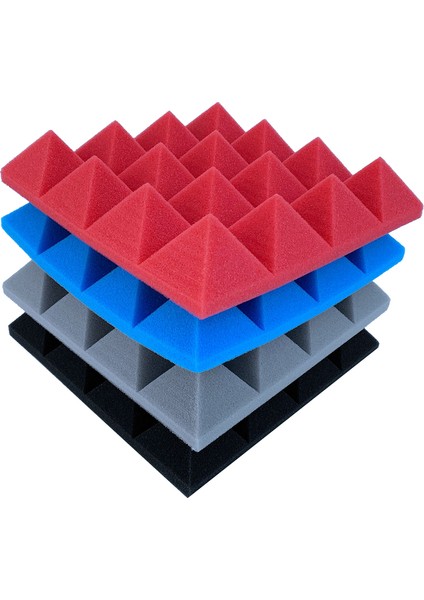 24PCS 25X25X5CM Studio Akustik Ses Geçirmez Köpük Piramit Yalıtım Ses Emme Panelleri Siyah+Mavi (Yurt Dışından) fiyatları