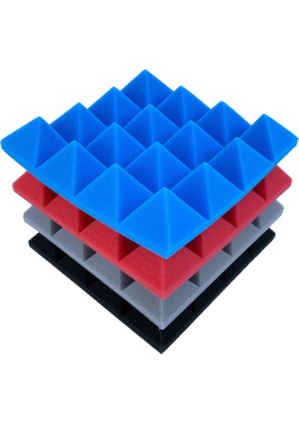 24PCS 25X25X5CM Studio Akustik Ses Geçirmez Köpük Piramit Yalıtım Ses Emme Panelleri Siyah+Mavi (Yurt Dışından) fırsatları