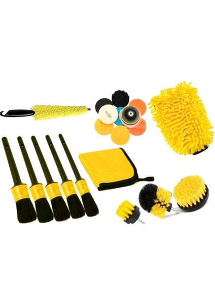 22 Temizlik Fırçası Oto Yıkama Eldivenleri Mısır Lastiği Fırçası Otomobil Yıkama Fırçası Sarı Elektrik Matkap Seti (Yurt Dışından)