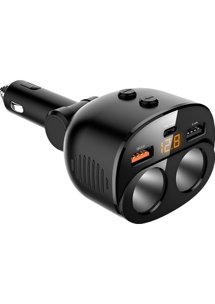 Araba Şarj Cihazı Qc 3.0 2 Soket Ayırıcı Adaptörü Çift USB Pd 18W, Araba Telefonu Için LED Voltaj Ekranlı 18W Gps Dash Cam (Yurt Dışından)