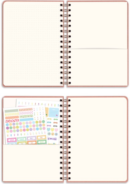 2026 Yılı A5 Keten Ajanda Spiralli 15X21 cm - 12 Aylık Pembe indirimleri