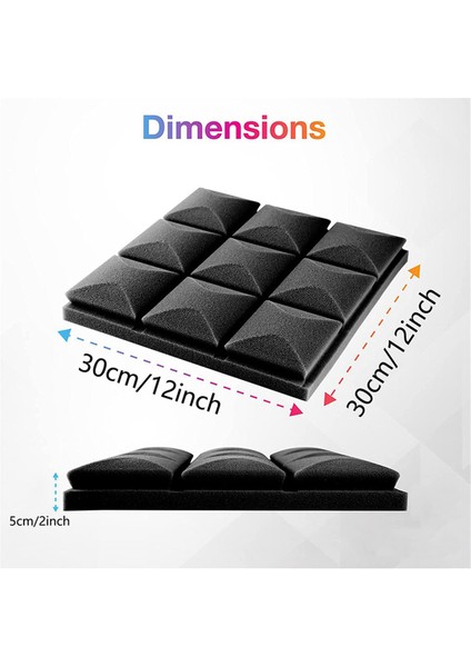 12PCS Akustik Köpük Panelleri, Ses Yalıtımı Yalıtım Köpüğü, 30X30CM, Yapıştırıcı Yok (Yurt Dışından) fırsatları