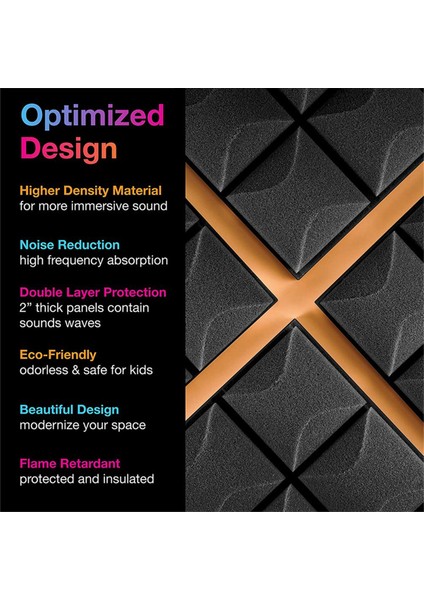 12PCS Akustik Köpük Panelleri, Ses Yalıtımı Yalıtım Köpüğü, 30X30CM, Yapıştırıcı Yok (Yurt Dışından) indirimleri