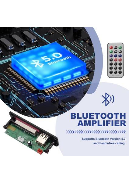 Dc 5V/12V Bluetooth 5.0 Ses Kod Çözücü Ses Modülü USB USB Aux Sd Fm Radyo Kayıpsız Mp3/wma/wav/flac/ape Decoder Kart Modülü, Renk Ekran Ekranı (Siyah) (Yurt Dışından) indirimleri