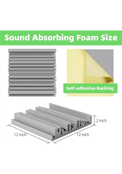 6 Pcs Kendinden Yapışkan Akustik Köpük Paneller, 12 x 12 x 2 Inç Ses Emici Köpük, Stüdyo Ses Geçirmez Köpük Gri (Yurt Dışından) fiyatları