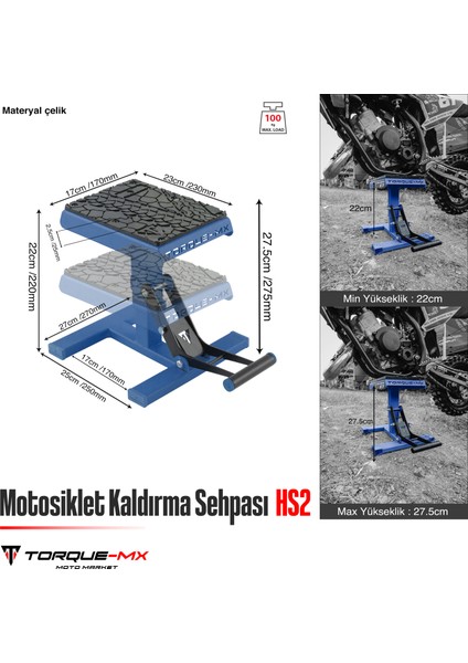 Motosiklet Kaldırma Sehpası HS2 Lacivert indirimleri