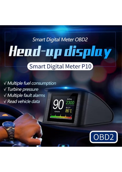 P10 Araba Hud Head Up Display Obd Akıllı Dijital Ölçer Araba Hız Gökimi Sıcaklığı Rpm Kilometre Özel Aşırı Hız Alarmı (Yurt Dışından) indirimleri