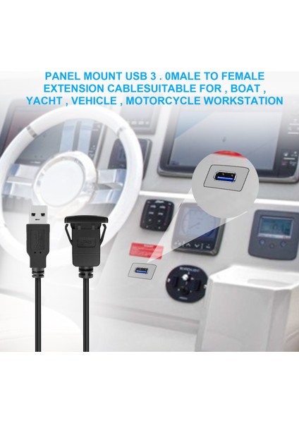1m Soket Kablosu USB 3.0 Otomatik Araç Floş Monk Montaj Erkek - Kadın Uzatma Kablosu Gösterge Tablosu Panel Motosiklet Için Kare Ses Hattı (Tek Port) (Yurt Dışından) indirimleri