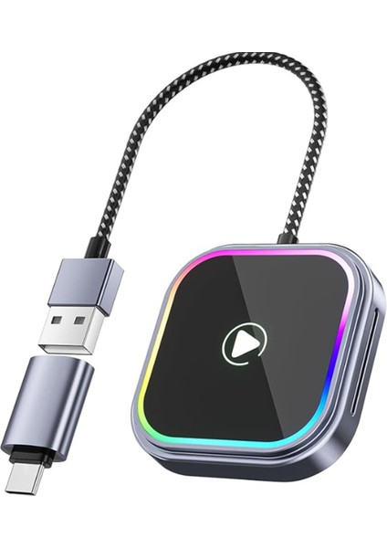Iphone ve Android Audio Reaktif Aydınlatma Tasarımı Için 2&#39;si 1 Arada Kablosuz Carplay Adaptörü Carplay Dongle Android Otomatik Adaptör (Yurt Dışından)