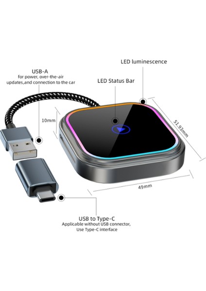 Iphone ve Android Audio Reaktif Aydınlatma Tasarımı Için 2&#39;si 1 Arada Kablosuz Carplay Adaptörü Carplay Dongle Android Otomatik Adaptör (Yurt Dışından) fırsatları