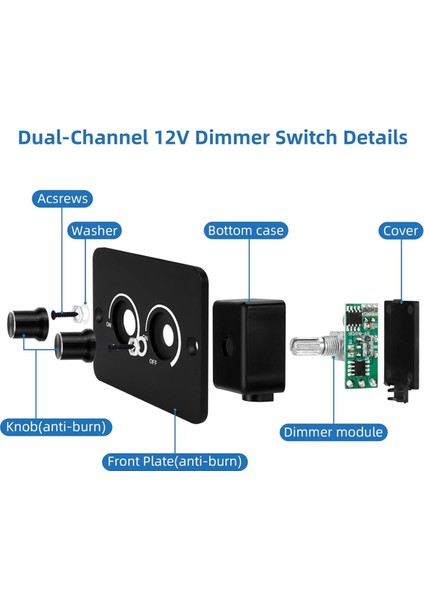 Dc 12V Rv LED Dimmer Switch, 2 Gang Pwm Rv LED Dimmer, Seyahat Römorkları, Deniz, Kamp Van, Kamyonlar Için (Yurt Dışından) fırsatları
