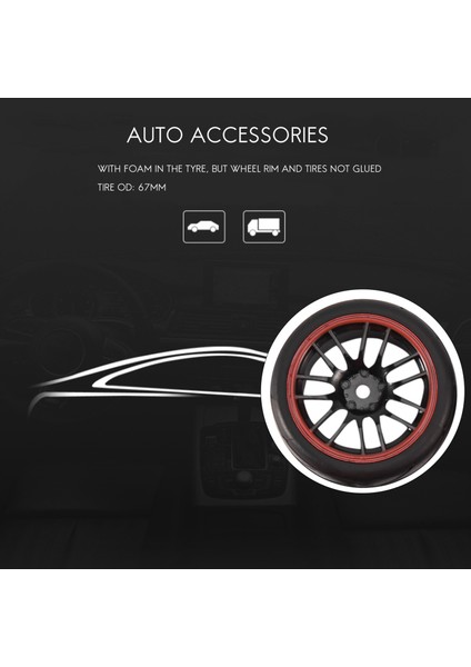 4pcs 12MM Hub Tekerlek Jantlar ve Rc Için Kauçuk Lastikler 1/10 Yol Touring Drift Araba R (Yurt Dışından) fırsatları