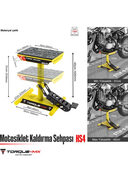 Motosiklet Kaldırma Sehpası HS4 Sarı indirimleri