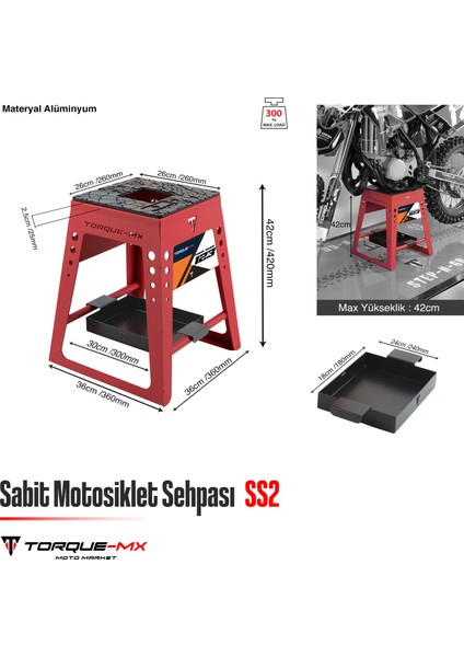 Sabit Motosiklet Sehpası SS2 Kırmızı indirimleri