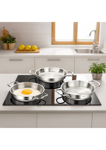 Silver Çelik 3 Parça Italyan Omlet Sahan Seti (16-18-20 Cm)