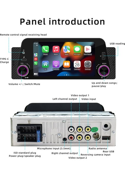 1 Din 5 Inç Araba Mp5 Navigasyon Oynatıcı Stereo Akıllı Bluetooth Ters Araba Ara Bağlantısı Kablosuz Carplay+Android Otomatik (Yurt Dışından) fırsatları