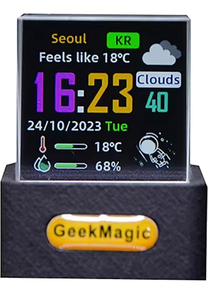 Geekmagic Crystal Cube Fotoğraf Ekran Holografik Masaüstü Akıllı Hava Istasyonu Dijital Saat Gıf Animasyonları Albümü (Yurt Dışından)