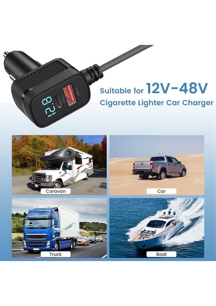 Starlink Mini Güç Kablosu Için Araç Şarj Cihazı, USB C Şarj Portu ve LED Voltmetre Ekran 5 Metre ile 12V-48V Adaptörü (Yurt Dışından) modelleri