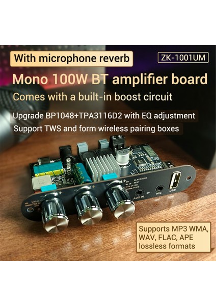 ZK-1001UM Bluetooth Güç Amplifikatör Kartı Stereo 100W Bluetooth 5.0 Dijital Güç Ses Amplifikatör Modülü (Yurt Dışından) modelleri