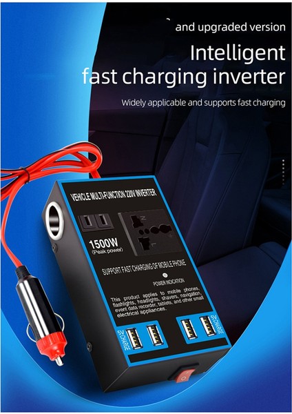 Dc 12V/24V - Ac 110V/220V Hızlı Şarjlı Araba Inverter Puraj Soketi USB Şarj Cihazları Ac Soketleri Güç Adaptörü (Yurt Dışından) fiyatları
