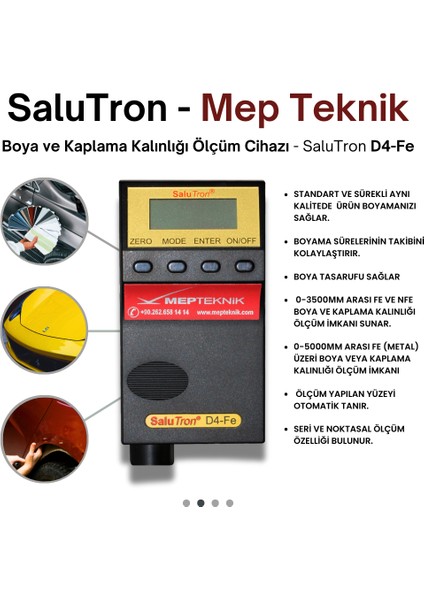 Boya Ölçer| Ölçüm Cihazı | Boya Kaplama Kalınlık Ölçüm Cihazı | Salutron D4 | Dijital | Fe/NFe Uyumlu | Sabit Prob | 0–5000μm | Endüstriyel Metal Yüzey Ölçer fiyatları