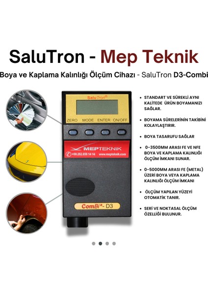 Boya Ölçüm Cihazı | Boya Kalınlık Ölçüm Cihazı | Kaplama Kalınlık Ölçer | Dijital Ölçüm Aleti | Salutron D3 Combi | Fe/NFe | 0–3500µm | Sabit Prob | Metal Yüzeyler fiyatları