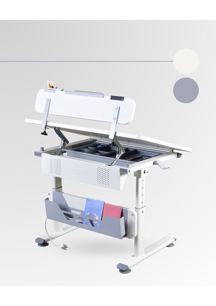 Mini Standart Çekmeceli Çalışma Masası, Yükseklik Ayarlı Çalışma Masası, Kız-Erkek Çocuk Ekru Ders Çalışma Masası fiyatları