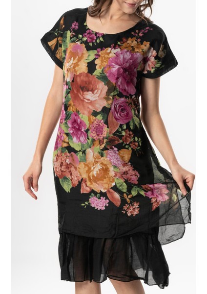 Kısa Kol Vual Defne Midi Boy Yazlık Otantik Elbise Bordo Siyah Pötikare 6190 modelleri