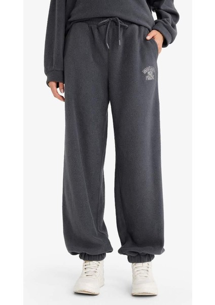 Standart Fit Beli Bağcıklı Lastikli Paça Cepli Baskılı Uzun Boy Polar Eşofman Altı indirimleri