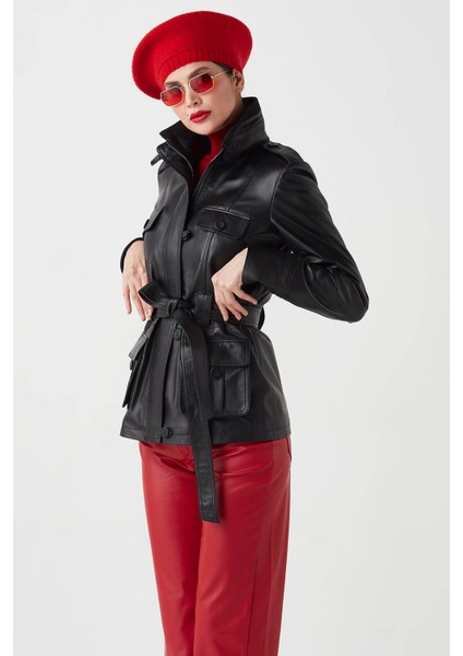 Nena Hakiki Deri Kadın Trençkot Siyah fiyatları