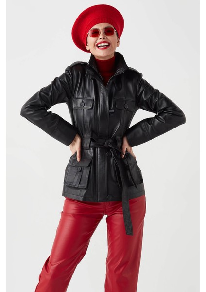 Nena Hakiki Deri Kadın Trençkot Siyah indirimleri