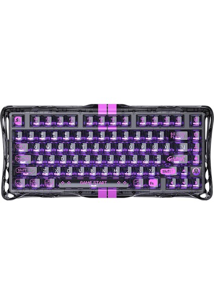 Mercury V75 Lite He Hall Effect Manyetik Switch Gaming Klavye, Hot-Swappable, Rapid Trigger, 8000Hz, 0.25MS Ultra Düşük Gecikme, Kablolu, Rgb Işıklı, Ingilizce Q, Transparent Black