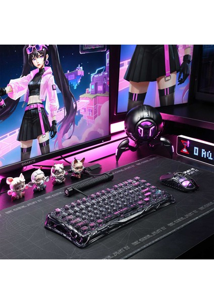 Mercury V75 Lite He Hall Effect Manyetik Switch Gaming Klavye, Hot-Swappable, Rapid Trigger, 8000Hz, 0.25MS Ultra Düşük Gecikme, Kablolu, Rgb Işıklı, Ingilizce Q, Transparent Black fırsatları