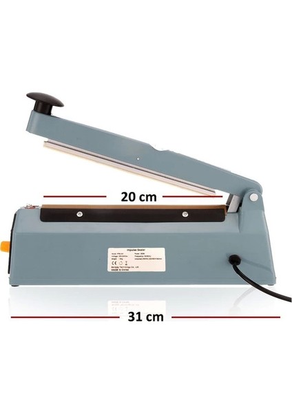 FS-200 Metal Gövdeli Kullanımı Kolay Poşet Ağzı Kapama Yapıştırma Makinası (20CM) Impulse ( Lisinya )